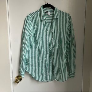 H&M Green Striped Cotton Shirt in US size 4